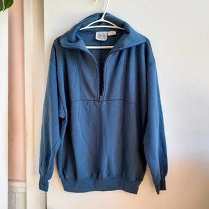 Blue Half-Zip Turtleneck Sweater